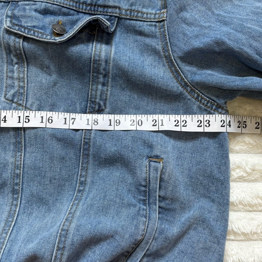 BETWEEN US Oversized Denim Jacket Women’s 3X Light Wash 100% Cotton Jean - Picture 6 of 8